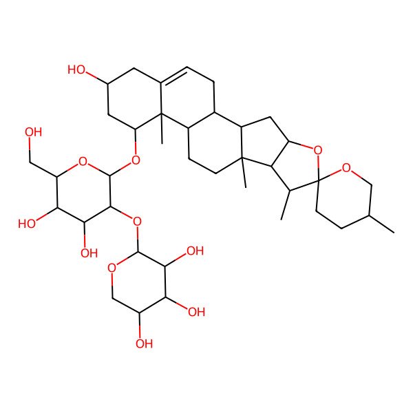 2D Structure of 2-[4,5-Dihydroxy-6-(hydroxymethyl)-2-(16-hydroxy-5',7,9,13-tetramethylspiro[5-oxapentacyclo[10.8.0.02,9.04,8.013,18]icos-18-ene-6,2'-oxane]-14-yl)oxyoxan-3-yl]oxyoxane-3,4,5-triol