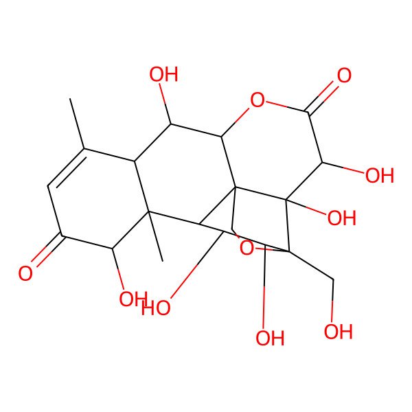 2D Structure of 2,3,7,12,15,16-Hexahydroxy-17-(hydroxymethyl)-9,13-dimethyl-5,18-dioxapentacyclo[12.5.0.01,6.02,17.08,13]nonadec-9-ene-4,11-dione