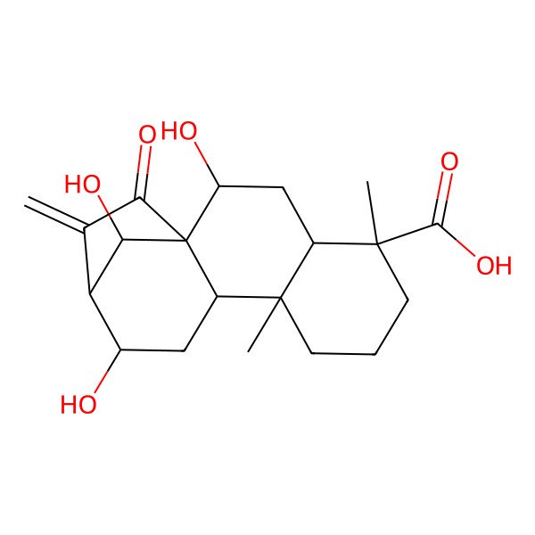 2D Structure of 2,12,16-Trihydroxy-5,9-dimethyl-14-methylidene-15-oxotetracyclo[11.2.1.01,10.04,9]hexadecane-5-carboxylic acid