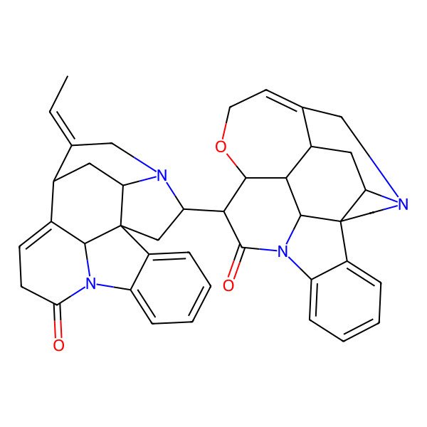 2D Structure of (4aR,5aS,8aR,13aS,15S,15aR,15bR)-15-[(1R,13S,14Z,17R,19S,21S)-14-ethylidene-9-oxo-8,16-diazahexacyclo[11.5.2.11,8.02,7.016,19.012,21]henicosa-2,4,6,11-tetraen-17-yl]-4a,5,5a,7,8,13a,15,15a,15b,16-decahydro-2H-4,6-methanoindolo[3,2,1-ij]oxepino[2,3,4-de]pyrrolo[2,3-h]quinolin-14-one