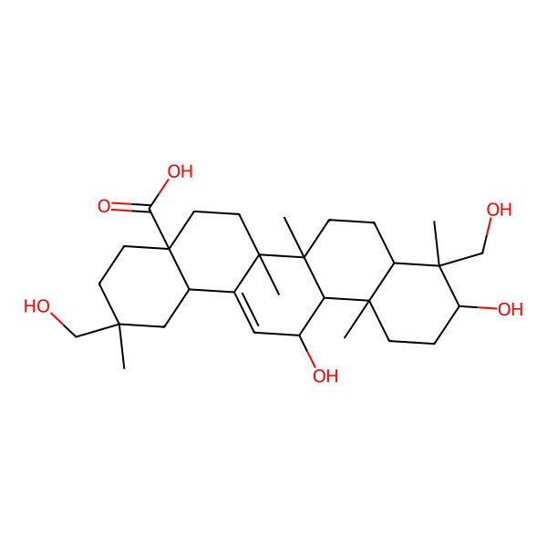 2D Structure of 10,13-Dihydroxy-2,9-bis(hydroxymethyl)-2,6a,6b,9,12a-pentamethyl-1,3,4,5,6,6a,7,8,8a,10,11,12,13,14b-tetradecahydropicene-4a-carboxylic acid