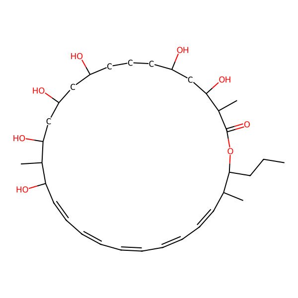 2D Structure of (17E,19E,21E,23E,25E)-4,6,10,12,14,16-hexahydroxy-3,15,27-trimethyl-28-propyl-1-oxacyclooctacosa-17,19,21,23,25-pentaen-2-one