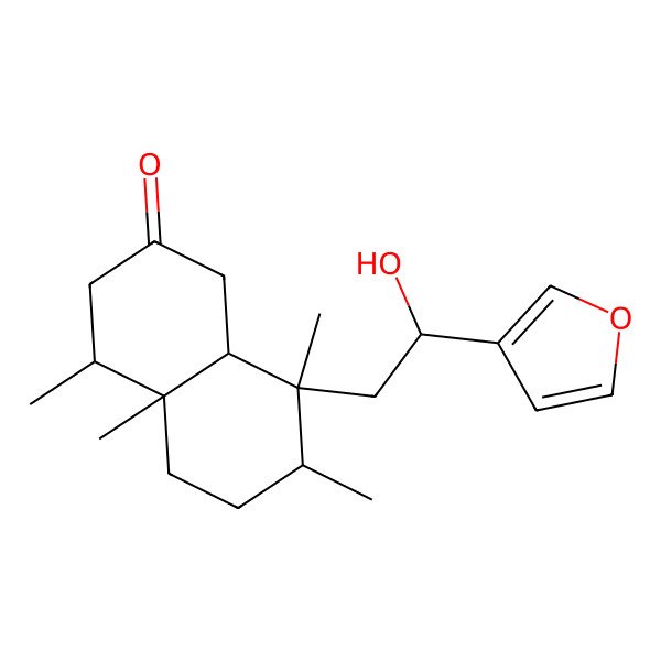 2D Structure of (4R,4aS,7R,8S,8aS)-8-[(2R)-2-(furan-3-yl)-2-hydroxyethyl]-4,4a,7,8-tetramethyl-3,4,5,6,7,8a-hexahydro-1H-naphthalen-2-one