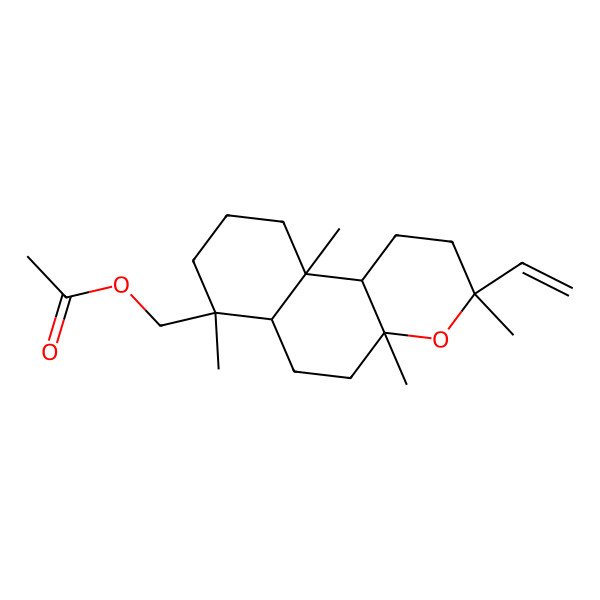 2D Structure of (3-ethenyl-3,4a,7,10a-tetramethyl-2,5,6,6a,8,9,10,10b-octahydro-1H-benzo[f]chromen-7-yl)methyl acetate