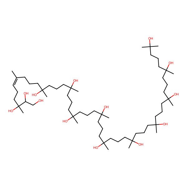 2D Structure of (E,2R,3R,11R,15R,19R,23R,27R,31S,35S,39S,43S)-3,7,11,15,19,23,27,31,35,39,43,47-dodecamethyloctatetracont-6-ene-1,2,3,11,15,19,23,27,31,35,39,43,47-tridecol