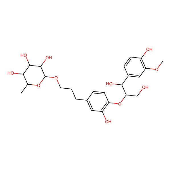 2D Structure of (2S,3S,4S,5S,6R)-2-[3-[4-[(1R,2S)-1,3-dihydroxy-1-(4-hydroxy-3-methoxyphenyl)propan-2-yl]oxy-3-hydroxyphenyl]propoxy]-6-methyloxane-3,4,5-triol