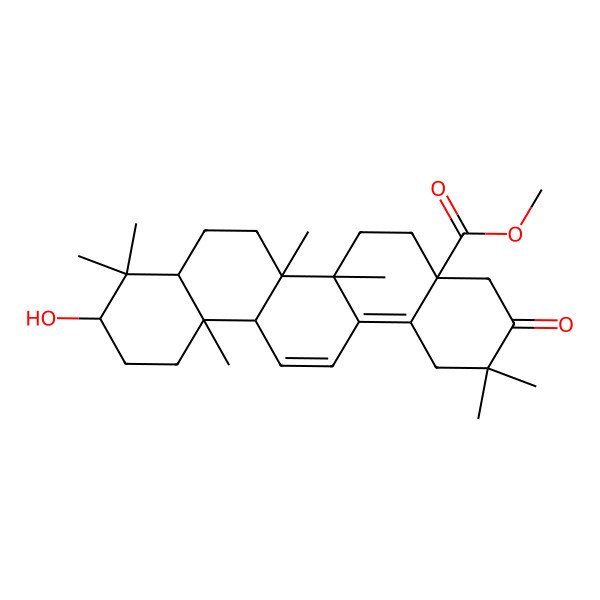 2D Structure of methyl (4aR,6aR,6aS,6bR,8aR,10S,12aS)-10-hydroxy-2,2,6a,6b,9,9,12a-heptamethyl-3-oxo-4,5,6,6a,7,8,8a,10,11,12-decahydro-1H-picene-4a-carboxylate