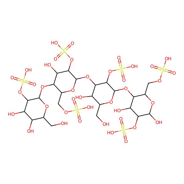 2D Structure of ((2R,3R,4S,5R,6R)-5-((2S,3R,4S,5R,6R)-4,5-dihydroxy-6-(hydroxymethyl)-3-sulfooxyoxan-2-yl)oxy-2-((2S,3R,4S,5S,6R)-2-((2R,3R,4S,5R,6S)-4,6-dihydroxy-5-sulfooxy-2-(sulfooxymethyl)oxan-3-yl)oxy-5-hydroxy-6-(hydroxymethyl)-3-sulfooxyoxan-4-yl)oxy-4-hydroxy-6-(sulfooxymethyl)oxan-3-yl) hydrogen sulfate