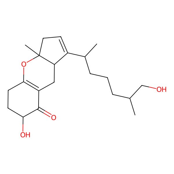 2D Structure of (3aR,7S,9aR)-7-hydroxy-1-[(2R,6S)-7-hydroxy-6-methylheptan-2-yl]-3a-methyl-3,5,6,7,9,9a-hexahydrocyclopenta[b]chromen-8-one