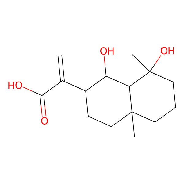 2D Structure of 2-[(1S,2R,4aR,8R,8aS)-1,8-dihydroxy-4a,8-dimethyl-1,2,3,4,5,6,7,8a-octahydronaphthalen-2-yl]prop-2-enoic acid