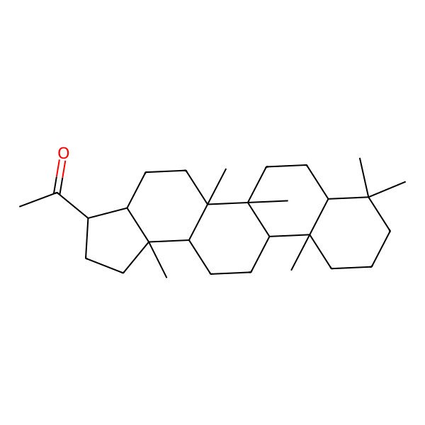 2D Structure of 1-[(3R,3aR,5aR,5bR,7aS,11aS,11bR,13aR,13bS)-5a,5b,8,8,11a,13b-hexamethyl-1,2,3,3a,4,5,6,7,7a,9,10,11,11b,12,13,13a-hexadecahydrocyclopenta[a]chrysen-3-yl]ethanone