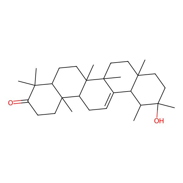 2D Structure of (4aR,6aR,6bS,8aS,11S,12R,12aR,14aR,14bR)-11-hydroxy-4,4,6a,6b,8a,11,12,14b-octamethyl-2,4a,5,6,7,8,9,10,12,12a,14,14a-dodecahydro-1H-picen-3-one 2D Structure of (4aR,6aR,6bS,8aS,11S,12R,12aR,14aR,14bR)-11-hydroxy-4,4,6a,6b,8a,11,12,14b-octamethyl-2,4a,5,6,7,8,9,10,12,12a,14,14a-dodecahydro-1H-picen-3-one