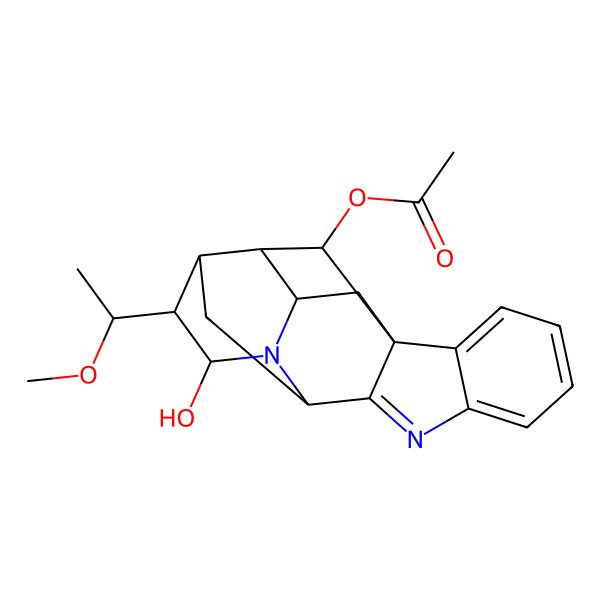 2D Structure of [(1R,10S,12R,13R,14R,16S,17R)-14-hydroxy-13-(1-methoxyethyl)-8,15-diazahexacyclo[14.2.1.01,9.02,7.010,15.012,17]nonadeca-2,4,6,8-tetraen-18-yl] acetate