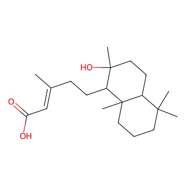 2D Structure of 5-(2-hydroxy-2,5,5,8a-tetramethyl-3,4,4a,6,7,8-hexahydro-1H-naphthalen-1-yl)-3-methylpent-2-enoic acid