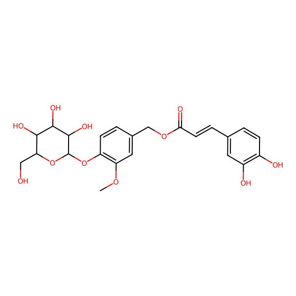 2D Structure of [3-methoxy-4-[(2S,3R,4S,5S,6R)-3,4,5-trihydroxy-6-(hydroxymethyl)oxan-2-yl]oxyphenyl]methyl (E)-3-(3,4-dihydroxyphenyl)prop-2-enoate