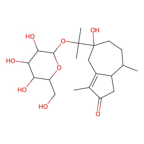 2D Structure of (5S,8S,8aR)-5-hydroxy-3,8-dimethyl-5-[2-[(2S,3R,4S,5S,6R)-3,4,5-trihydroxy-6-(hydroxymethyl)oxan-2-yl]oxypropan-2-yl]-1,4,6,7,8,8a-hexahydroazulen-2-one
