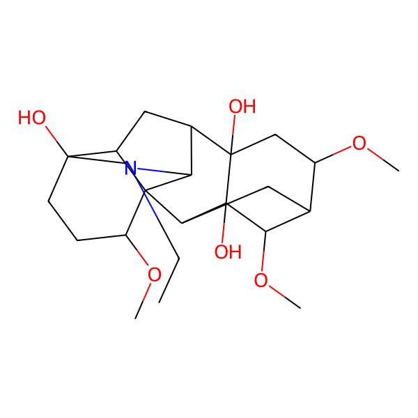 2D Structure of (1R,2S,3S,4S,5R,6S,8S,9S,10R,13S,16S,17S)-11-ethyl-4,6,16-trimethoxy-11-azahexacyclo[7.7.2.12,5.01,10.03,8.013,17]nonadecane-3,8,13-triol