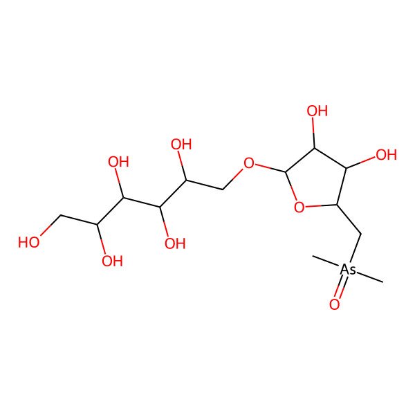2D Structure of (2R,3R,4R,5R)-6-[(2R,3R,4S,5S)-5-(dimethylarsorylmethyl)-3,4-dihydroxyoxolan-2-yl]oxyhexane-1,2,3,4,5-pentol