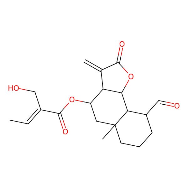2D Structure of [(3aR,4S,5aR,9R,9bR)-9-formyl-5a-methyl-3-methylidene-2-oxo-4,5,6,7,8,9,9a,9b-octahydro-3aH-benzo[g][1]benzofuran-4-yl] (Z)-2-(hydroxymethyl)but-2-enoate