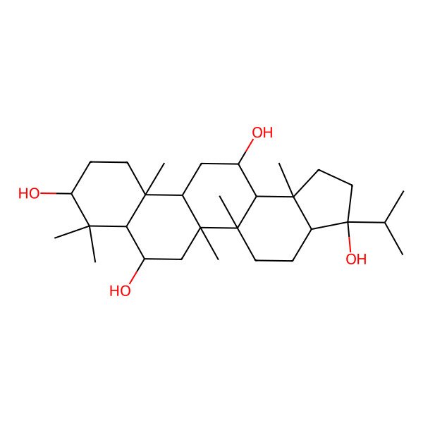 2D Structure of 5a,5b,8,8,11a,13b-hexamethyl-3-propan-2-yl-2,3a,4,5,6,7,7a,9,10,11,11b,12,13,13a-tetradecahydro-1H-cyclopenta[a]chrysene-3,7,9,13-tetrol