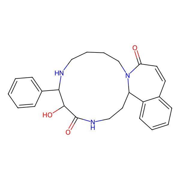 2D Structure of (7R,8R,13R)-8-hydroxy-7-phenyl-1,6,10-triazatricyclo[11.9.0.014,19]docosa-14,16,18,20-tetraene-9,22-dione