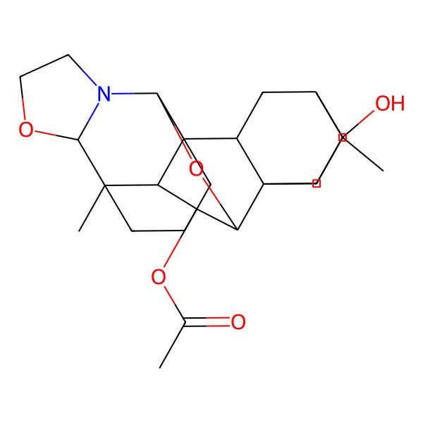2D Structure of (4-Hydroxy-4,12-dimethyl-14,19-dioxa-17-azaheptacyclo[10.7.2.22,5.02,7.08,18.08,21.013,17]tricosan-20-yl) acetate