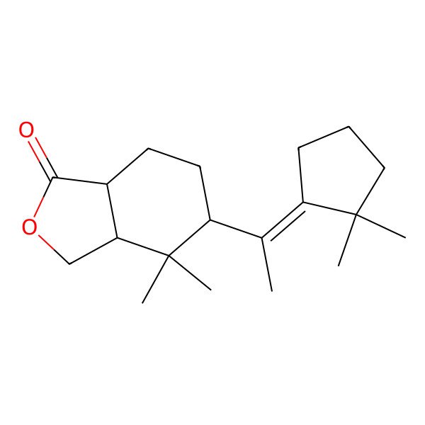 2D Structure of (3aR,5S,7aR)-5-[(1Z)-1-(2,2-dimethylcyclopentylidene)ethyl]-4,4-dimethyl-3,3a,5,6,7,7a-hexahydro-2-benzofuran-1-one