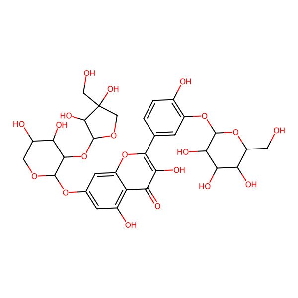 2D Structure of 7-[3-[3,4-Dihydroxy-4-(hydroxymethyl)oxolan-2-yl]oxy-4,5-dihydroxyoxan-2-yl]oxy-3,5-dihydroxy-2-[4-hydroxy-3-[3,4,5-trihydroxy-6-(hydroxymethyl)oxan-2-yl]oxyphenyl]chromen-4-one