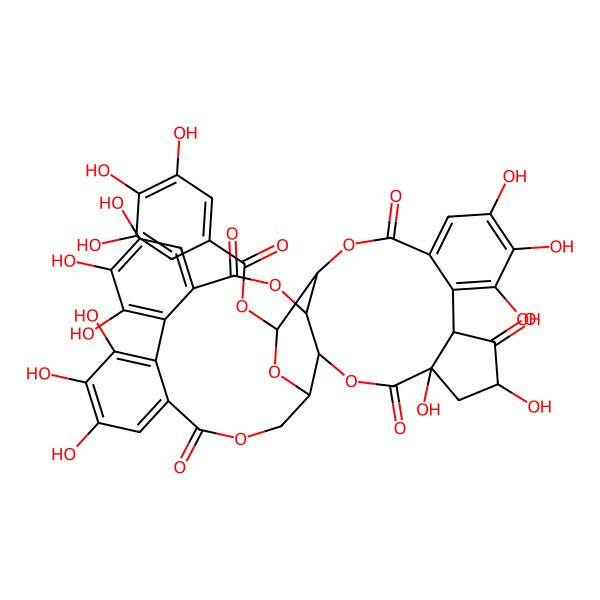 2D Structure of [(1R,2R,20S,22S,23S,32S,34S,36R)-7,8,9,12,13,14,28,29,30,34,36-undecahydroxy-4,17,25,33,37-pentaoxo-3,18,21,24,38-pentaoxaheptacyclo[18.18.0.02,23.05,10.011,16.026,31.032,36]octatriaconta-5,7,9,11,13,15,26,28,30-nonaen-22-yl] 3,4,5-trihydroxybenzoate