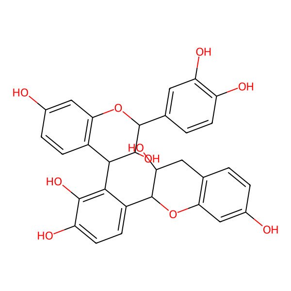 2D Structure of 4-[6-(3,7-dihydroxy-3,4-dihydro-2H-chromen-2-yl)-2,3-dihydroxyphenyl]-2-(3,4-dihydroxyphenyl)-3,4-dihydro-2H-chromene-3,7-diol