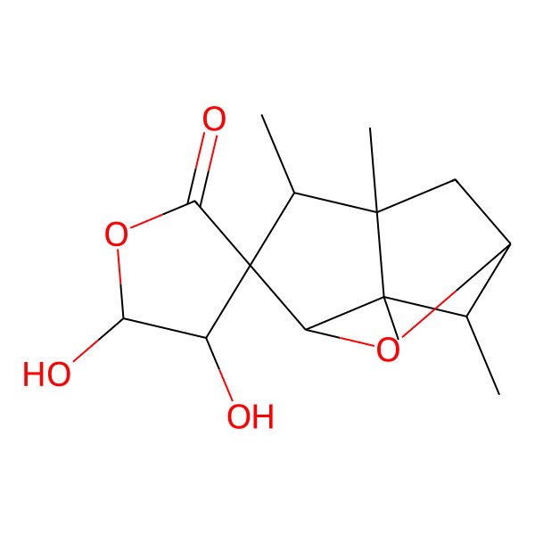 2D Structure of (1S,3S,4S,4'R,5S,5'R,6S,7S,8S)-4',5'-dihydroxy-5,6,7,8-tetramethylspiro[2-oxatricyclo[4.2.1.03,7]nonane-4,3'-oxolane]-2'-one