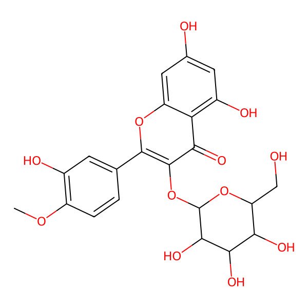 2D Structure of 5,7-dihydroxy-2-(3-hydroxy-4-methoxyphenyl)-3-[(2R,3S,4R,5R,6S)-3,4,5-trihydroxy-6-(hydroxymethyl)oxan-2-yl]oxychromen-4-one