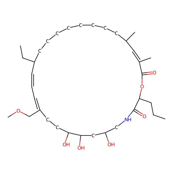 2D Structure of 16-Ethyl-6,8,9-trihydroxy-12-(methoxymethyl)-25,27-dimethyl-2-propyl-1-oxa-4-azacyclooctacosa-12,14,26-triene-3,28-dione