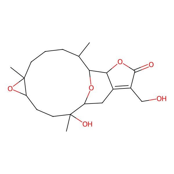 2D Structure of 2-Hydroxy-16-(hydroxymethyl)-2,7,11-trimethyl-6,14,19-trioxatetracyclo[10.6.1.05,7.013,17]nonadec-16-en-15-one