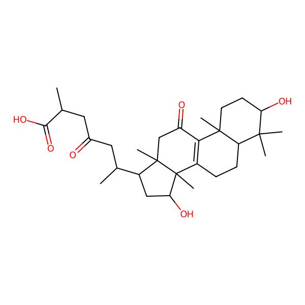 2D Structure of (2S,6S)-6-[(3S,5R,10R,13S,14S,15S,17S)-3,15-dihydroxy-4,4,10,13,14-pentamethyl-11-oxo-1,2,3,5,6,7,12,15,16,17-decahydrocyclopenta[a]phenanthren-17-yl]-2-methyl-4-oxoheptanoic acid