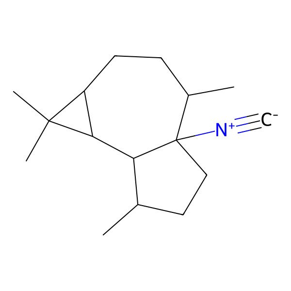 2D Structure of (1aR,4S,4aS,7S,7aR,7bS)-4a-isocyano-1,1,4,7-tetramethyl-2,3,4,5,6,7,7a,7b-octahydro-1aH-cyclopropa[e]azulene