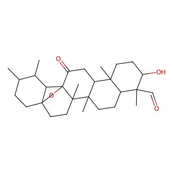 2D Structure of 10-Hydroxy-4,5,9,13,19,20-hexamethyl-16-oxo-24-oxahexacyclo[15.5.2.01,18.04,17.05,14.08,13]tetracosane-9-carbaldehyde