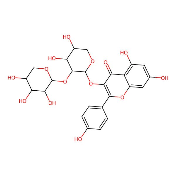 2D Structure of 3-[4,5-Dihydroxy-3-(3,4,5-trihydroxyoxan-2-yl)oxyoxan-2-yl]oxy-5,7-dihydroxy-2-(4-hydroxyphenyl)chromen-4-one