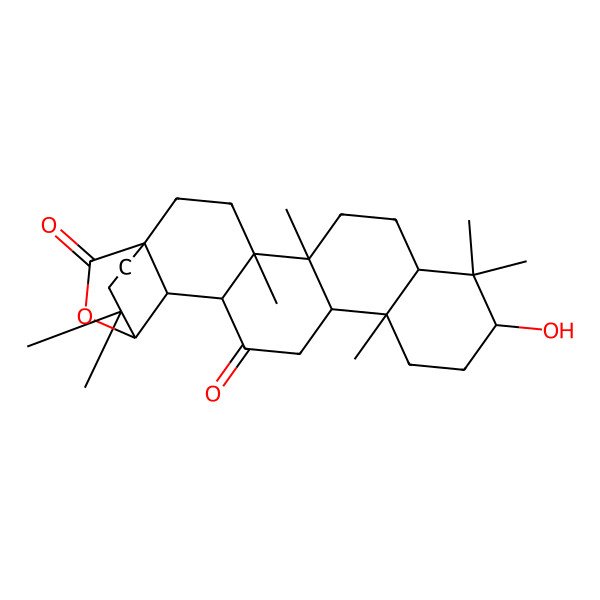2D Structure of 10-Hydroxy-4,5,9,9,13,20,20-heptamethyl-24-oxahexacyclo[17.3.2.01,18.04,17.05,14.08,13]tetracosane-16,23-dione
