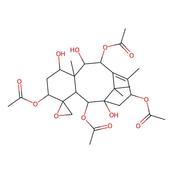 2D Structure of [(1'S,2R,2'S,3'R,5'R,7'S,8'S,9'R,10'R,13'S)-2',10',13'-triacetyloxy-1',7',9'-trihydroxy-8',12',15',15'-tetramethylspiro[oxirane-2,4'-tricyclo[9.3.1.03,8]pentadec-11-ene]-5'-yl] acetate