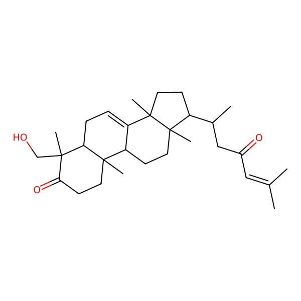 2D Structure of (4S,5S,9S,10R,13S,14S,17S)-4-(hydroxymethyl)-4,10,13,14-tetramethyl-17-[(2S)-6-methyl-4-oxohept-5-en-2-yl]-1,2,5,6,9,11,12,15,16,17-decahydrocyclopenta[a]phenanthren-3-one