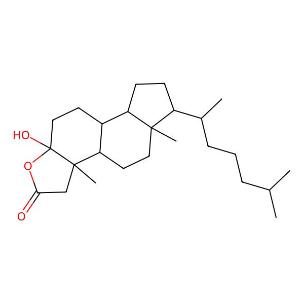 2D Structure of 10a-hydroxy-3a,5a-dimethyl-6-(6-methylheptan-2-yl)-3b,4,5,6,7,8,8a,8b,9,10-decahydro-3H-indeno[5,4-e][1]benzofuran-2-one