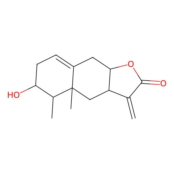2D Structure of (3aR,4aR,5R,6S,9aR)-6-hydroxy-4a,5-dimethyl-3-methylidene-4,5,6,7,9,9a-hexahydro-3aH-benzo[f][1]benzofuran-2-one