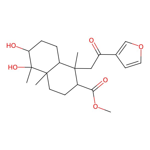 2D Structure of methyl (1R,2R,4aR,5R,6R,8aR)-1-[2-(furan-3-yl)-2-oxoethyl]-5,6-dihydroxy-1,4a,5-trimethyl-3,4,6,7,8,8a-hexahydro-2H-naphthalene-2-carboxylate