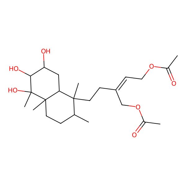 2D Structure of [(E)-5-[(1S,2R,4aR,5R,6R,7R,8aR)-5,6,7-trihydroxy-1,2,4a,5-tetramethyl-3,4,6,7,8,8a-hexahydro-2H-naphthalen-1-yl]-3-(acetyloxymethyl)pent-2-enyl] acetate