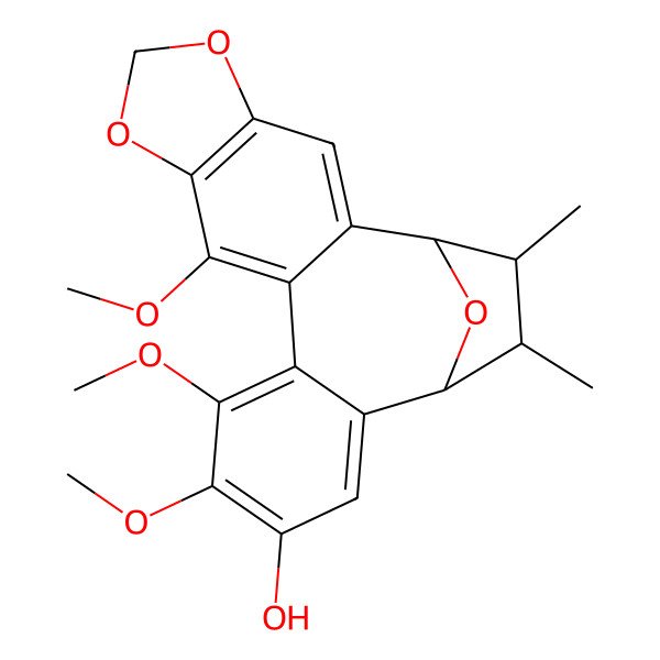 2D Structure of (1R,17S,18S,19R)-9,12,13-trimethoxy-18,19-dimethyl-5,7,20-trioxapentacyclo[15.2.1.02,10.04,8.011,16]icosa-2,4(8),9,11,13,15-hexaen-14-ol