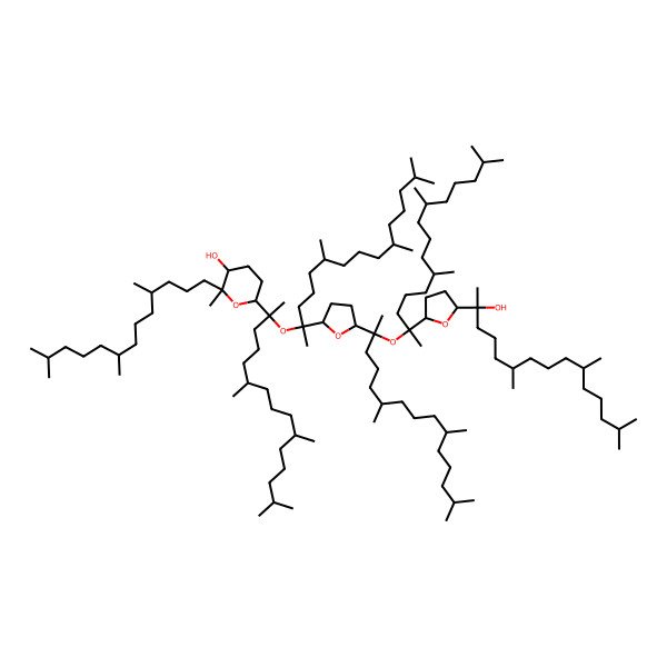 2D Structure of (2S,3S,6S)-6-[(6R,10R)-2-[(6R,10R)-2-[(2R,5R)-5-[(6R,10R)-2-[(6R,10R)-2-[(2R,5R)-5-[(6R,10R)-2-hydroxy-6,10,14-trimethylpentadecan-2-yl]oxolan-2-yl]-6,10,14-trimethylpentadecan-2-yl]oxy-6,10,14-trimethylpentadecan-2-yl]oxolan-2-yl]-6,10,14-trimethylpentadecan-2-yl]oxy-6,10,14-trimethylpentadecan-2-yl]-2-methyl-2-[(4R,8R)-4,8,12-trimethyltridecyl]oxan-3-ol