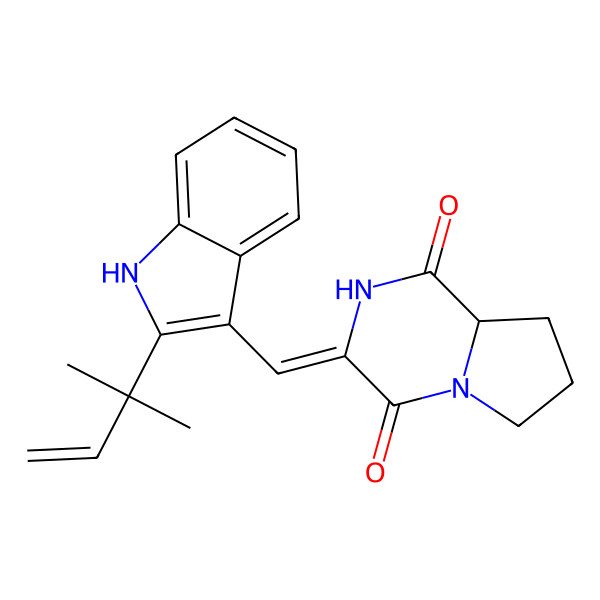 2D Structure of 3-[[2-(2-methylbut-3-en-2-yl)-1H-indol-3-yl]methylidene]-6,7,8,8a-tetrahydropyrrolo[1,2-a]pyrazine-1,4-dione