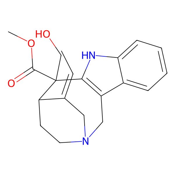 2D Structure of methyl (12R,13S,14Z)-14-ethylidene-12-(hydroxymethyl)-1,10-diazatetracyclo[11.2.2.03,11.04,9]heptadeca-3(11),4,6,8-tetraene-12-carboxylate