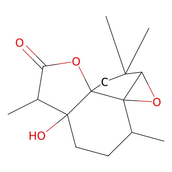 2D Structure of (1S,4S,5S,8R,9R,11R)-5-hydroxy-4,8,12,12-tetramethyl-2,10-dioxatetracyclo[7.4.0.01,5.09,11]tridecan-3-one